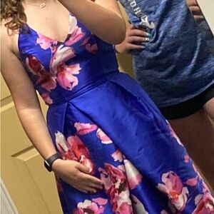 by & by Royal Blue Dress with Pink Accents